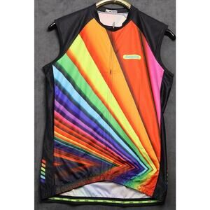 NEW: Aogda RAINBOW Full-Zip Cycling Shirt Jersey Mesh Sides Size Large